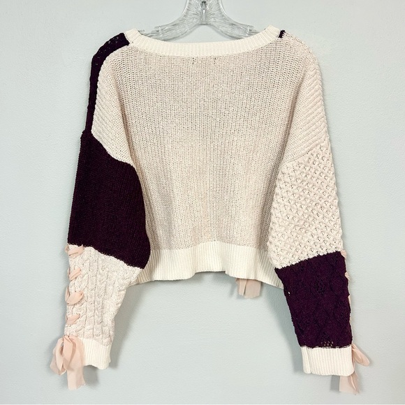 ORIGINALITY 🎀 Cropped Cable Knit Sweater - Fig Eggnog - Size M - Picture 4 of 4